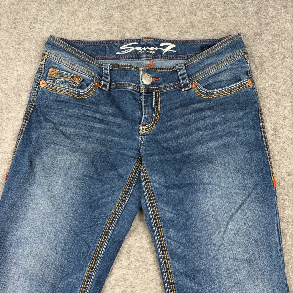 Seven7 Bootcut Jeans Womens 30 Blue Denim‎ Thick Stitch Low Rise Flare Y2K Boho